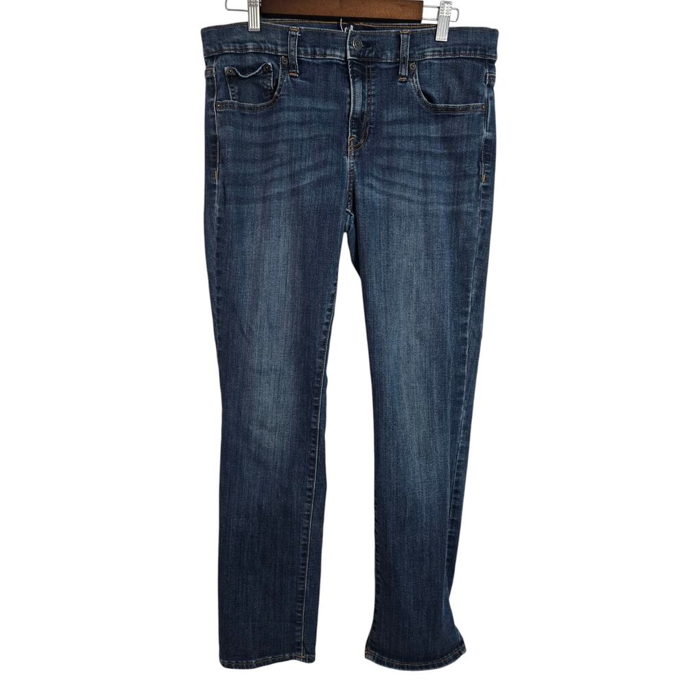 GAP Women’s Classic Straight Jeans Size 32 Regular Dark Wash Stretch Denim